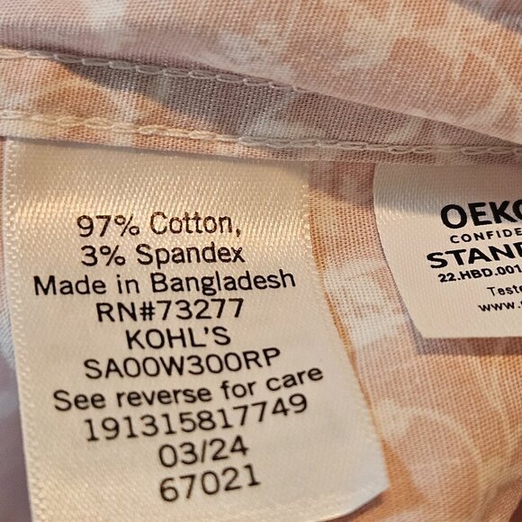 Apt.9 slim, fit light rose  flowered shirt, size 17-17.5/   34/35 NWOT - Picture 7 of 8